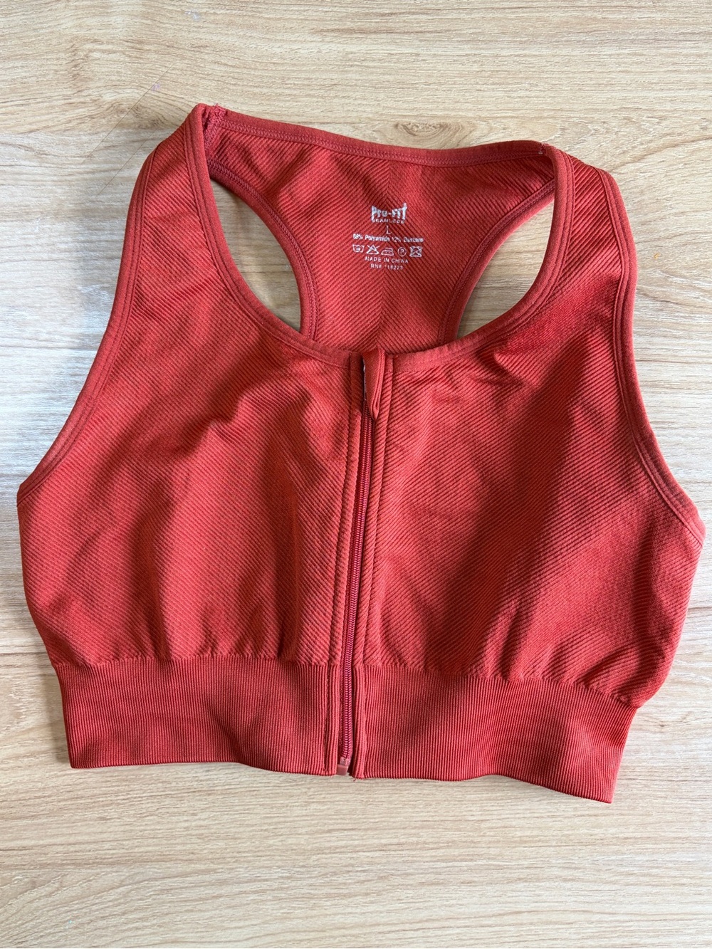 Pro-Fit Women's Rust Seamless Front Zip Sports Bra Large